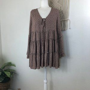 NWT altar'd state leopard print bell sleeve boho tiered tunic minidress S